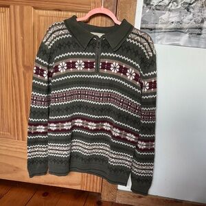 fair-isle Zip-Up knit Sweater